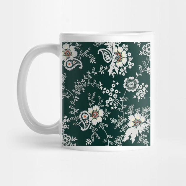 Chinese Ornamental Retro Abstract Floral Pattern Cream and White Flowers by Darksavage